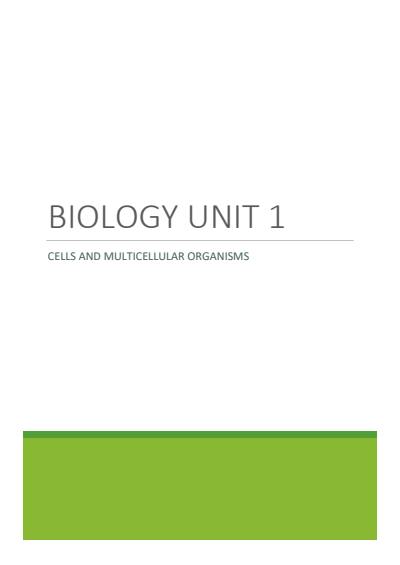 Cover page of QCAA Biology Unit 1 Compiled Notes 2020