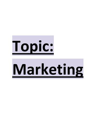 Cover page of Marketing Topic Notes