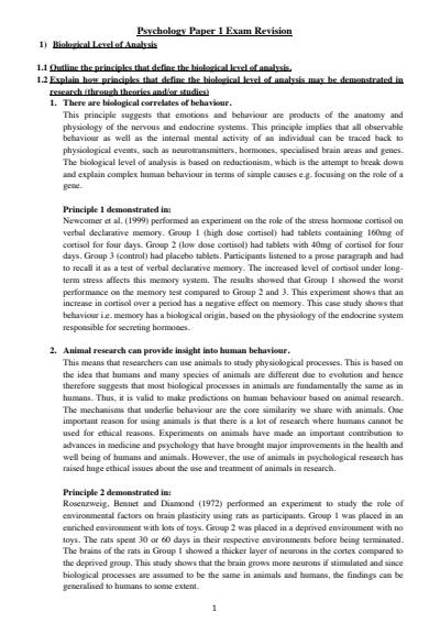 Cover page of FULL IB Psychology Paper 1 (Core) Exam Revision Notes - Everything You Need To Know