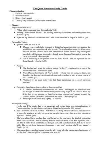 Cover page of  The Quiet American (Graham Greene) Study Guide with Comprehensive Analysis of Literary Techniques