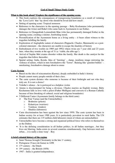 Cover page of God of Small Things (Arundhati Roy) Study Guide