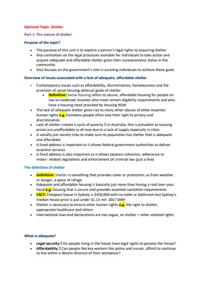 Cover page of Legal Studies - Shelter Optional Topic Notes