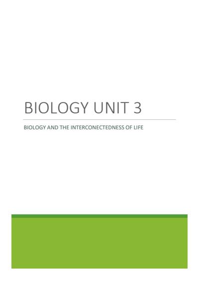 Cover page of QCAA Biology Unit 3 Compiled Notes 2021