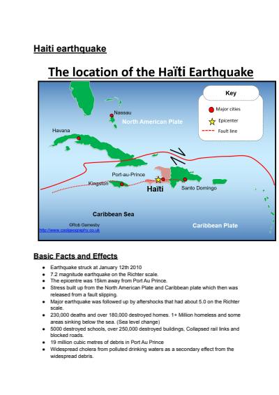 Cover page of Geography Case Study: Haiti earthquake.