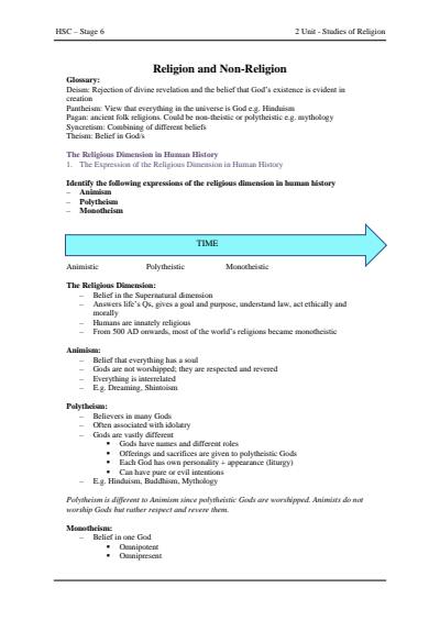 Cover page of Band 6 - Religion and Non Religion Notes