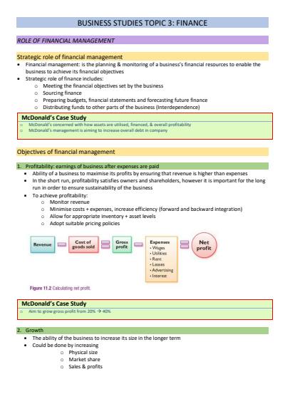 Cover page of Band 6 - Finance Notes (With Case Studies)