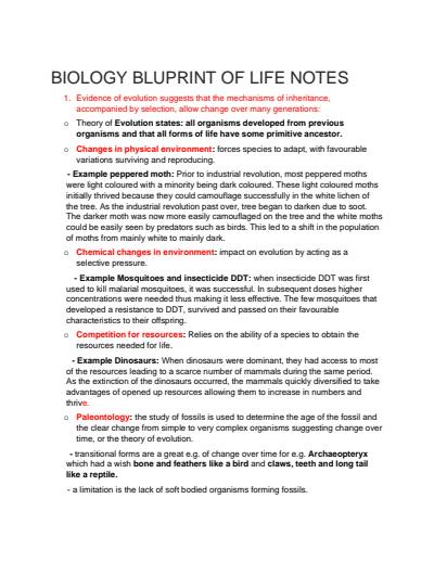 Cover page of BIOLOGY YEAR 12 - BLUPRINT OF LIFE BAND 6 NOTES!
