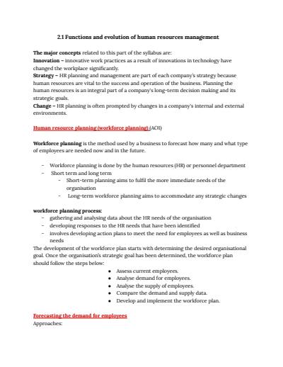 Cover page of Unit 2- Human Resources Management