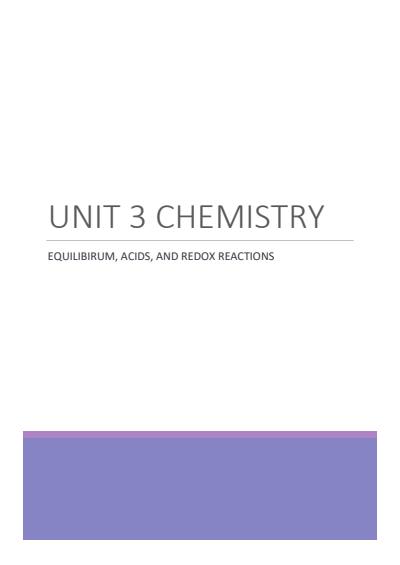 Cover page of QCAA Chemistry Unit 3 Compiled Notes 2021