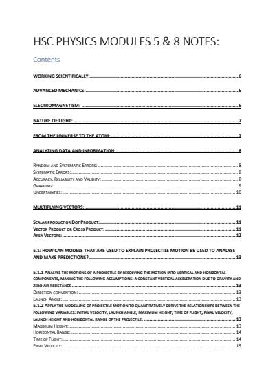 Cover page of Modules 5 and 8 Band 6 Notes (HSC 92, external 93)