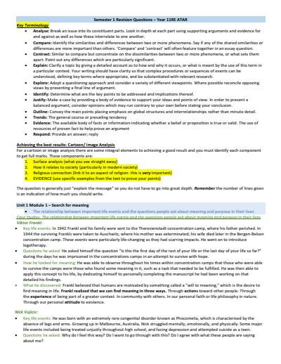 Cover page of WACE Religion and Life Unit 1 Complete Study Notes and Focus Questions