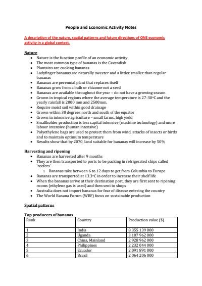 Cover page of Band 6 HSC Geography: People and Economic Activity Notes