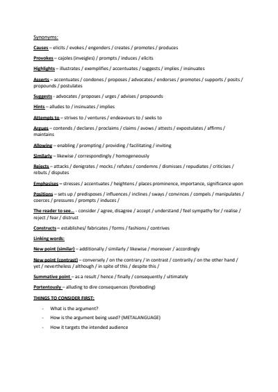 Cover page of ALL INCLUSIVE ARGUMENT ANALYSIS DOCUMENT