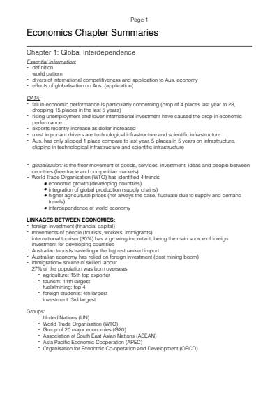 Cover page of ECONOMICS UNIT 3 & 4 class notes - 92% STUDENT